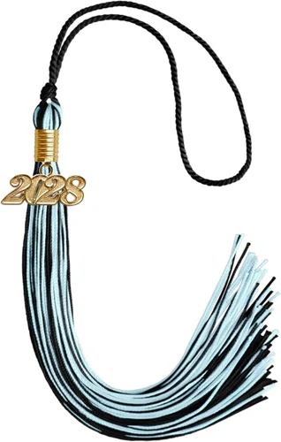 Vista 235 de Endea Graduation - Borla de doble color mixto con fecha dorada (negro/dorado antiguo, 2021)