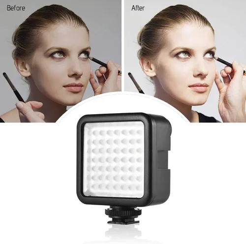 Vista 2 de Andoer W49 Mini cámara de enclavamiento LED Panel luz regulable videocámara iluminación de vídeo con adaptador de montaje de zapato para Canon Nikon