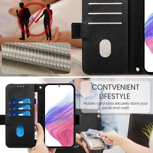 Vista 6 de Funda compatible con Sony Xperia 1 VI, compatible con Sony Xperia 1 VI 5G 2024 ranuras para tarjetas, cierre magnético, funda con función atril