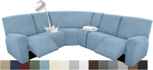 Vista 80 de Fundas para sofá modular reclinable, impermeable, en forma de L, lavable, para sofá reclinable en forma de L, súper elásticas, suaves, para esquinas