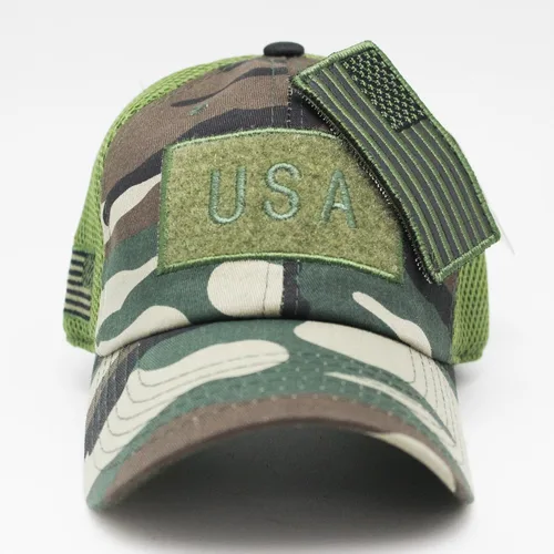 Vista 2 de Pit Bull Gorra de béisbol ajustable con parche de EE. UU. (multicolor), Camo Verde