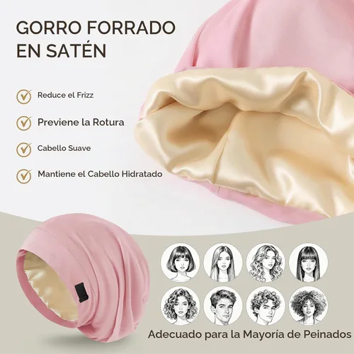Vista 4 de 2 gorros de satén para dormir para mujer, Multi-A