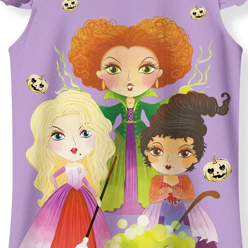 Vista 4 de Yannie Winifred Sarah Mary Sanderson - Vestido de hermana y niña ropa de bruja para niños camisa de manga corta con volantes