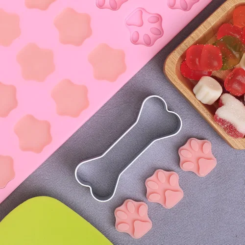 Vista 6 de Mini Moldes de Silicona con Huellas de Patas, 69 Cavidades de Grado Alimenticio Molde de Huellas de Patas para Chocolate, Dulces, Gelatina, Gomitas