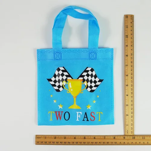 Vista 2 de BANBALLON 20 bolsas de recuerdo de fiesta de autos de carreras, no tejidas, bolsas de regalo para cumpleaños de niños, fiestas temáticas