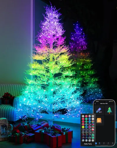 Vista 10 de Avatar Controls 6FT Smart Pre-Lit Christmas Tree, 270 RGB LEDs Árbol de Navidad artificial, 920 puntas de PVC, más de 100 escenas, colores de Verde