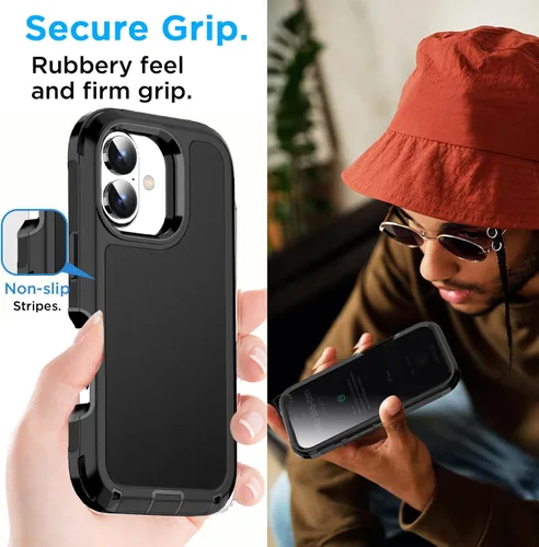 Vista 5 de AICase Funda para iPhone 17 (6.3 pulgadas), resistente protección contra caídas, cuerpo completo, a prueba de golpes, a prueba de caídas, a prueba