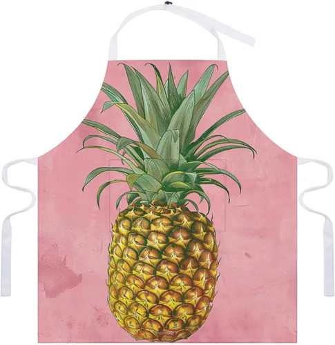 Vista 7 de MUSM Apron for Adults - 27.6 X 31.5 Inch, Heavy-Duty Polyester Aprons with Two Large Pockets, Waterproof Peach Pineapple Pattern Kitchen Apron for