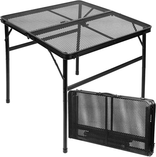 Vista 9 de 3 Ft Folding Camping Table, Adjustable Height 16.5-26 in, Metal Grill Table Negro