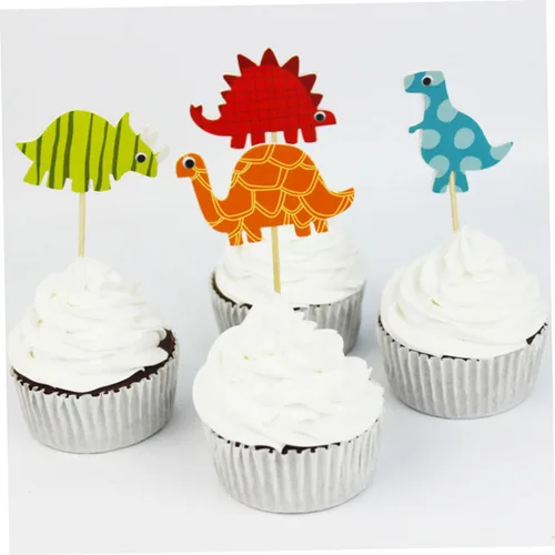 Vista 5 de Dinosaur Cake Toppers 96pcs Paper Cartoon Birthday Party Decorations