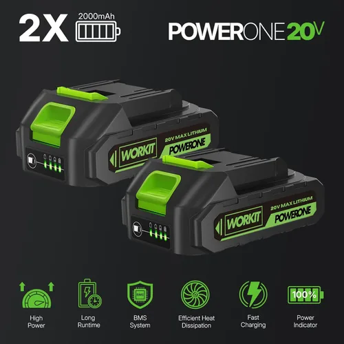 Vista 3 de WORKIT Mini motosierra inalámbrica, motosierra eléctrica de 8 pulgadas con 2 baterías, motosierra de mano con engrasador automático, tensión sin