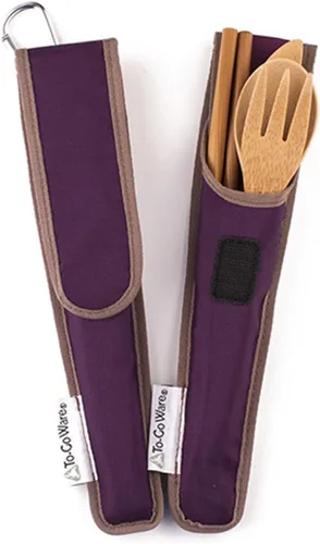Vista 8 de To Go Ware To Go Ware Utensilios de viaje de bambú reutilizables con estuche de transporte y clip de mosquetón Utensilios de bambú Respetuoso