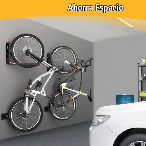 Vista 2 de TORACK BIKEPAL Soporte de bicicleta giratorio sin elevación, soporte de bicicleta vertical de ahorro de espacio montado en la pared