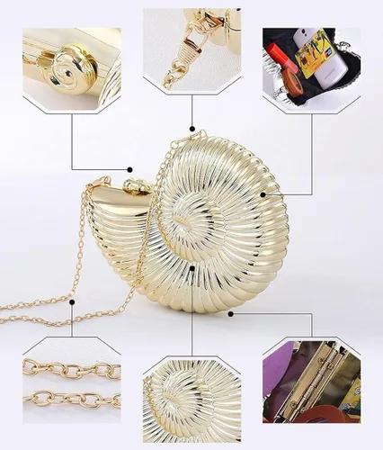 Vista 3 de QZUnique Conch - Bolso bandolera con correa de cadena para mujer, de acrílico