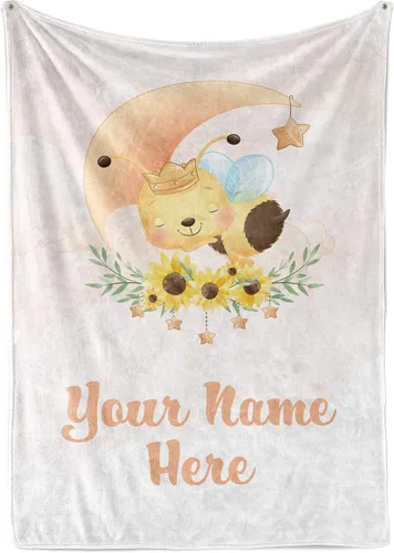 Vista 10 de Mantas de bebé personalizadas con nombre Manta de oso personalizada para bebés niñas y niños Manta unisex de forro polar suave y cálida Minky