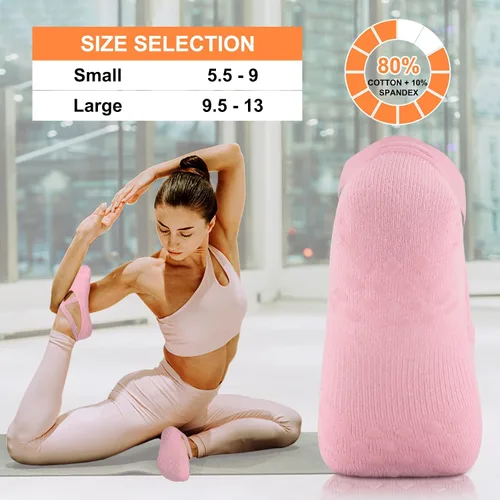 Vista 5 de Diu Life Calcetines de yoga con agarre para mujer, antideslizantes, pilates, entrenamiento, barra pura, ballet, danza, hospital