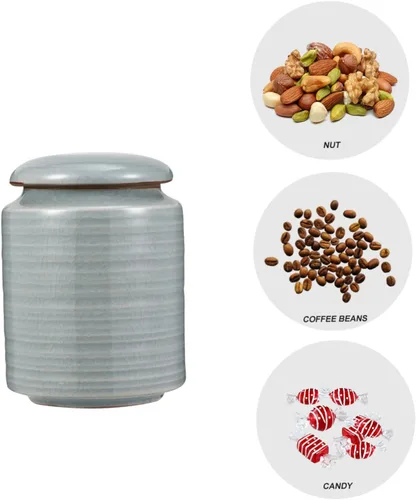 Vista 3 de Tarro de cerámica sellado, elegante recipiente de almacenamiento de alimentos, práctico tarro de azúcar para té de miel, diseño más hermoso