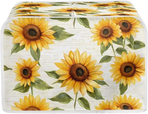 Vista 30 de Cubierta acolchada de poliéster para tostadora de tablero de madera de girasol para tostadora de dos rebanadas, protección contra el polvo