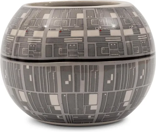 Vista 4 de Silver Buffalo Star Wars Death Star - Taza de café de cerámica esculpida en 3D para capuchino, café con leche o té caliente, 20 onzas, gris