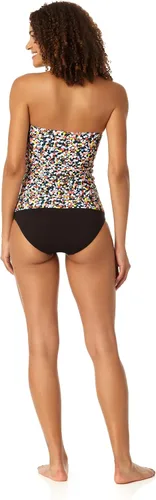 Vista 2 de Anne Cole Top de natación tipo tankini con nudo frontal fruncido para mujer