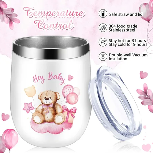 Vista 4 de Hoolerry Juego de 6 tazas para baby shower, vaso de acero inoxidable de 12