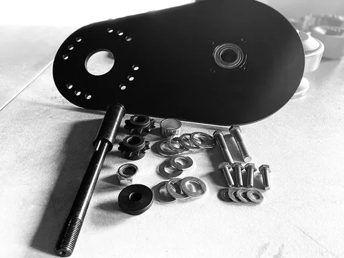 Vista 3 de Kit de convertidor de par Go Kart serie 40 – Placa trasera de montaje atornillable, conductor de 1", polea accionada, correa, accesorios de montaje