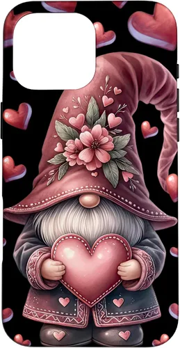 Vista 18 de iPhone 11 Pro Max - Funda con diseño de corazón para mujer, diseño retro de gnomo de amor para el día de San Valentín