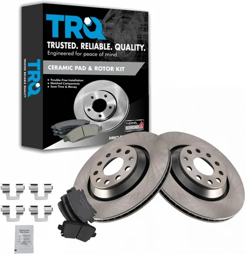 Vista 90 de TRQ Juego de pastillas de freno y rotor de cerámica trasera compatible con Honda Accord V6 1998-02 3.0L con frenos de disco traseros 02-06 Acura RSX