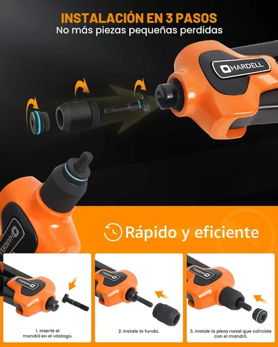Vista 7 de HARDELL Kit de herramientas de tuerca de remache, kit de herramientas de tuerca remachadora de 14 pulgadas con 80 tuercas remachables, 6 mandriles