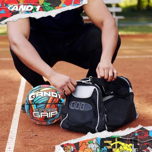 Vista 7 de AND1 Supreme Grip - Pelota de baloncesto de goma y bomba, pelota oficial de Streetball tamaño 7 (29.5”), hecha para juegos de baloncesto en Azul