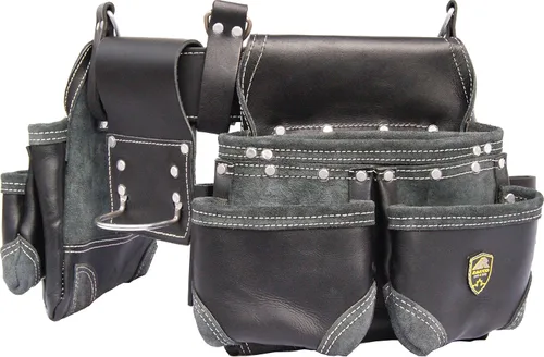 Vista 3 de PRO-20. Cinturón de herramientas de cuero de grano premium, equipo de herramientas para construcción, bolsas de herramientas de cuero, cinturón