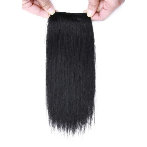 Vista 5 de Hairro Extensiones de cabello humano Remy con clip, para hombres y mujeres, para añadir volumen de cabello, sin costuras, 8 pulgadas, #1 negro #1
