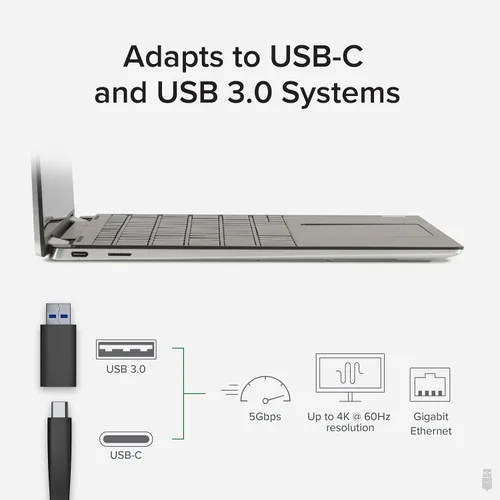 Vista 5 de Plugable Adaptador Dual Monitor 4K DisplayPort y HDMI para USB 3.0 y USB-C, Compatible con Windows y ChromeOS