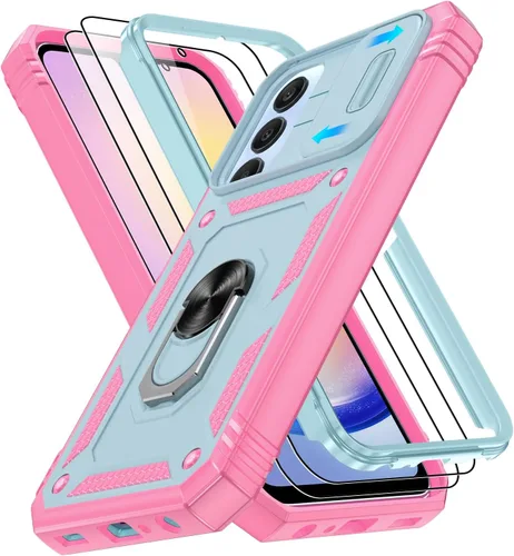Vista 207 de Gritup Funda para Google Pixel 6 con cubierta deslizante para cámara y protector de pantalla (2 unidades), soporte de anillo giratorio 360°, funda