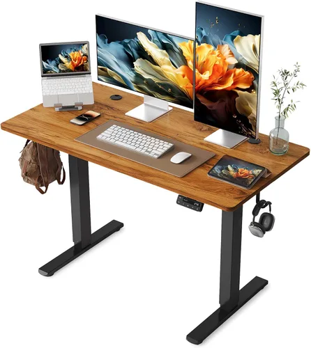 Vista 12 de YIHAYO Escritorio eléctrico de pie, escritorio de pie de 48 x 24 pulgadas con tablero de empalme, escritorio de pie para sentarse, mesa de Marco