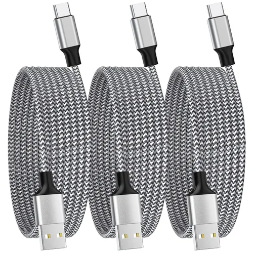 Vista 10 de Cable Carplay de coche para iPhone 17, cable de carga rápida, paquete de 3 unidades de 6 pies 60 W, USB A a USB C, multicolor, cable trenzado