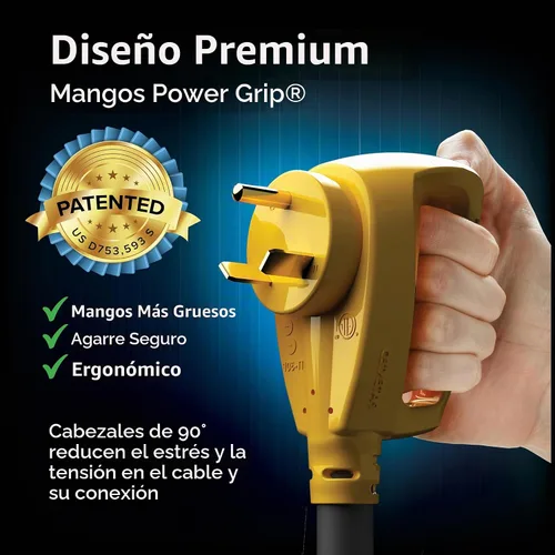 Vista 2 de Cable de alimentación eléctrica, de Camco, 55191, 25 pulgadas, de PowerGrip, con mango, 30 Amp