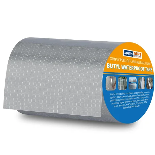 Vista 15 de ADHES - Cinta de butilo impermeable, cinta de papel de aluminio de 2 pulgadas x 16 pies, cinta selladora de butilo para reparación de caravanas Gris