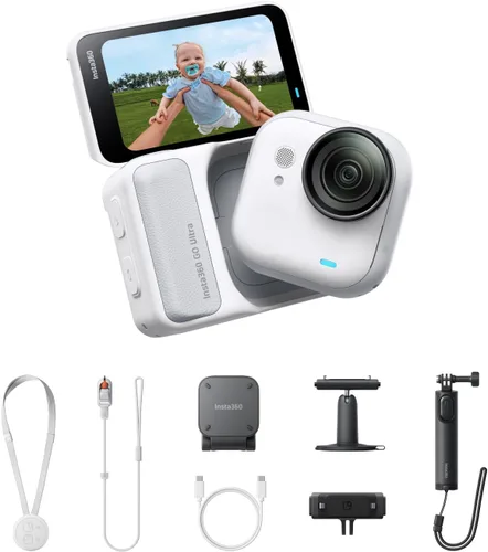 Vista 15 de Insta360 GO Ultra Lifestyle Bundle – Pequeña cámara de vlogging 4K, manos libres, cámara POV, sensor de 1/1.28 pulgadas, peso de 1.87 oz, 156° FOV