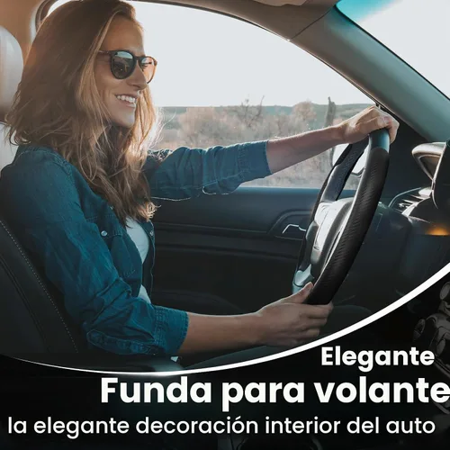 Vista 6 de GSPSCN Cubierta Universal de Volante de Coche de Fibra de Carbono Antideslizante, Cubierta de Volante Mariposa, Protector de Volante Segmentado Negro