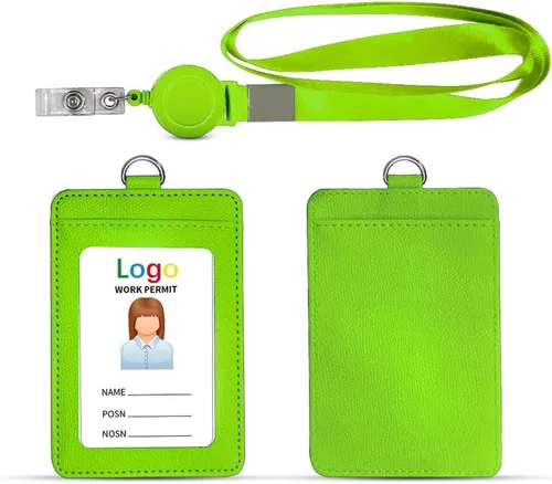 Vista 18 de HYCOPROT Soporte para tarjetas de identificación con cordón, retráctil, de piel sintética, vertical, horizontal, para tarjetas de identificación