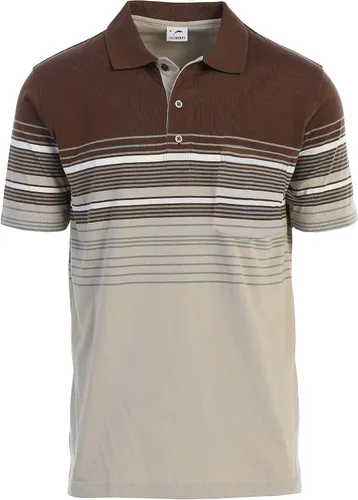 Vista 17 de Gioberti Polo de contraste de rayas dobles para hombre con bolsillo - tinte de hilo 9328b - Gris Con Logo Delfín