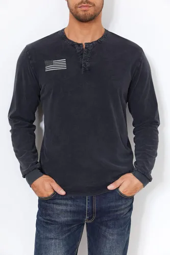Vista 3 de Camisetas Henley de manga corta con botones para hombre, patrióticas, tácticas, militares, militares, para hombre