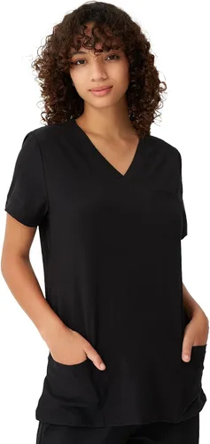 Vista 6 de floralhue Uniformes médicos para mujeres, blusas de uniforme médico suaves con cuello en V, uniforme médico elástico con 4 bolsillos, transpirable