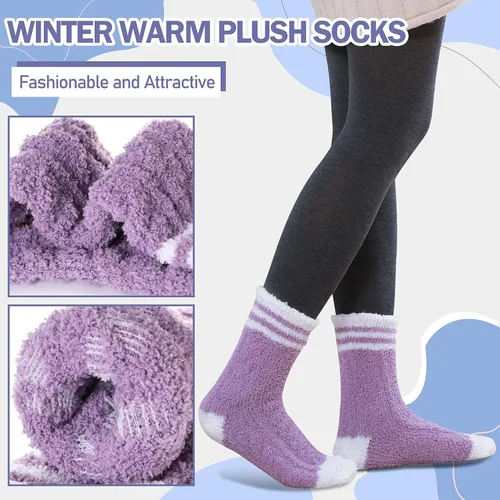 Vista 7 de ANTSANG Womens Fuzzy Socks Slipper Winter Fluffy Cozy Cabin Warm Soft Fleece Comfy Home Socks