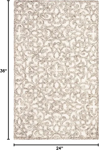 Vista 2 de SAFAVIEH Trace Collection - Alfombra decorativa de 2 x 3 pies, marrón y marfil, lana hecha a mano, ideal para zonas de alto tráfico en entrada, sala