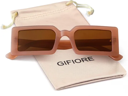 Vista 6 de GIFIORE Gafas de sol rectangulares Vintage Verde Totoise Marco Negro Gafas de sol Protección UV