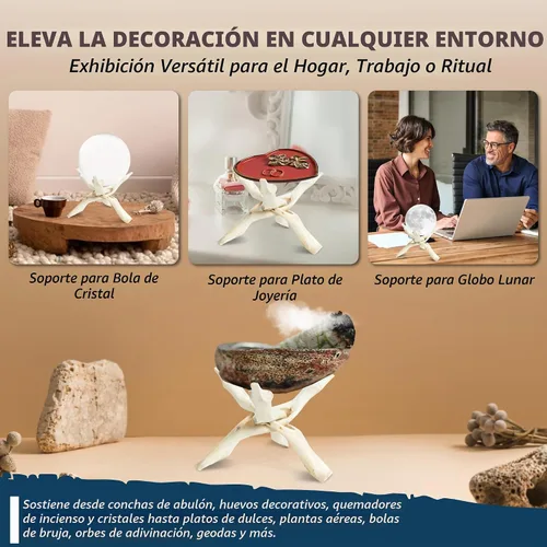 Vista 6 de Alternative Imagination Soporte de Exhibición de Trípode de Madera - Soporte Tallado a Mano de 8 Pulgadas Hecho de Madera de Mango - Soporte Natural