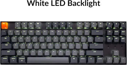 Vista 8 de Keychron Teclado mecánico inalámbrico K8 de 87 teclas sin llave intercambiable en caliente, multitarea, cable tipo C, retroiluminación LED blanca