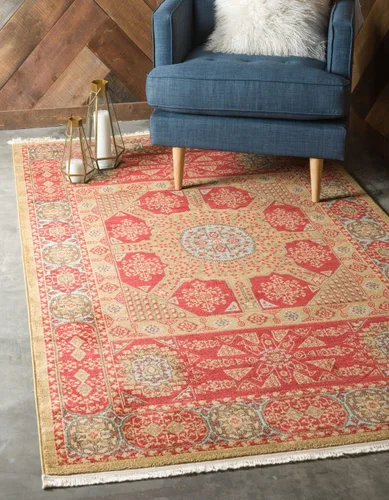 Vista 13 de Unique Loom Palace Collection - Alfombra tradicional, bohemia, medallón (3 pies 3 pulgadas x 3 pies 3 pies 3 pulgadas, redonda, rojo/bronceado)